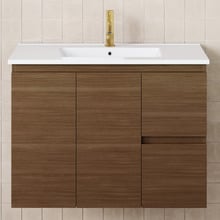 Dolce 900mm Walnut Wall Hung Single Vanity
